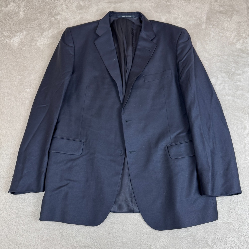 Vintage Burberry Suit Jacket Mens 44 Navy Blue Preowned‎ Flaws Single Breasted